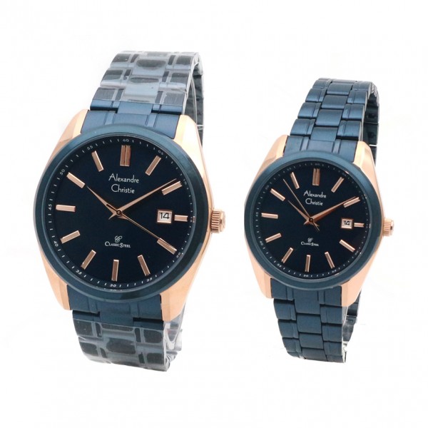 Alexandre Christie AC 8514 Rosegold Blue Couple